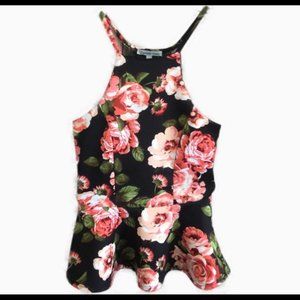 Charlotte Russe - Rose Print Peplum Tank Top -XS